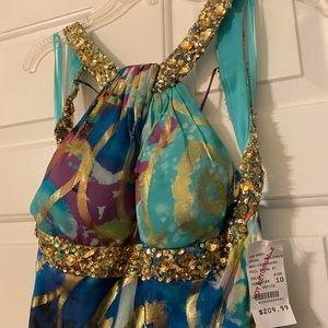Beautiful/ colorful gold/ blue design dress